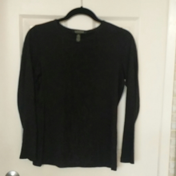 Black 100 % Cotton + Lace Ralph Lauren T-shirt - Picture 1 of 4